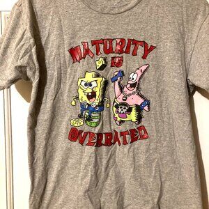 Nickelodeon SPONGEBOB "Maturity is Overrated" Boys' SSl Shirt ~ Sz 10/12